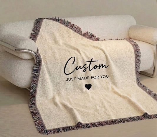 Personalized  Woven Blanket - Custom Throw