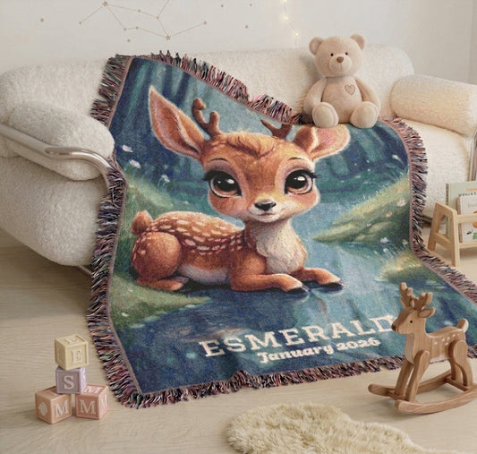 Personalized Baby Woven Blanket - Custom Baby Throw